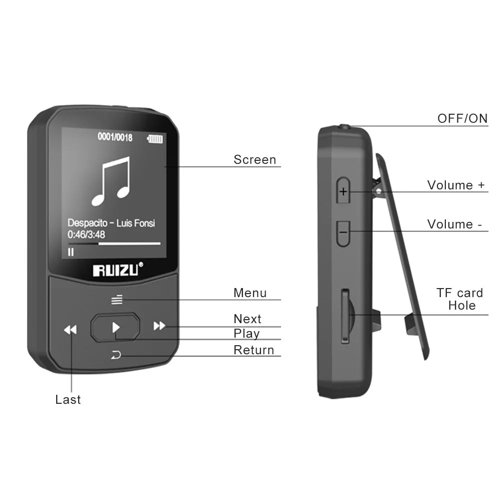 Clip On, Amplify Your Workout: RUIZU X52 Sports MP3 Player