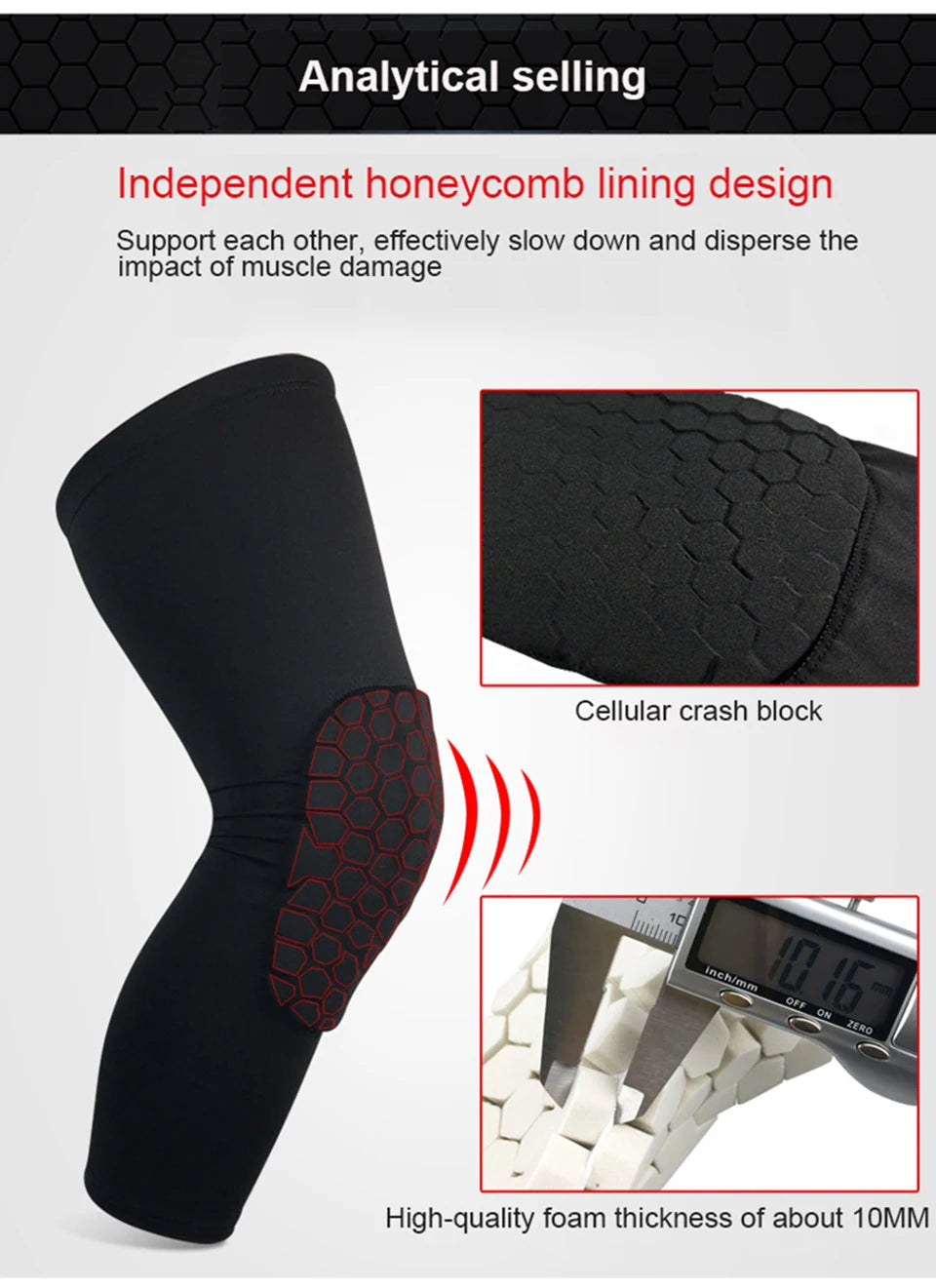 1PC Honeycomb Basketball Knee Pads Sport Volleyball Football Safety Training Knee Support Protector Brace Compression Leg Sleeve
