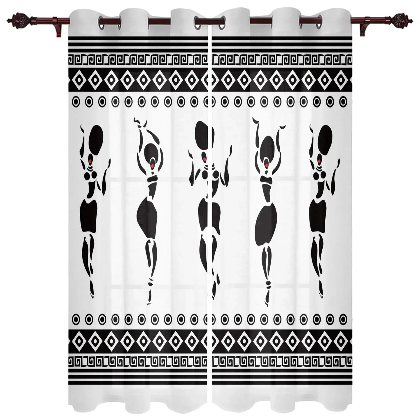 African Women Art Dancing Window Curtains