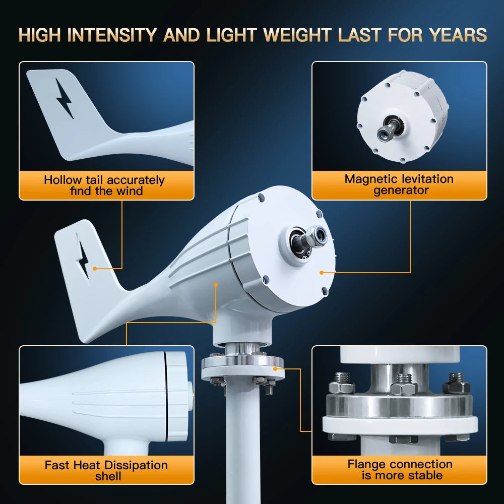 PL Warehouse Quickly Delivers Actual Power Of 3000W Horizontal Turbine 12V24V 48V Household 220V Charging Controller