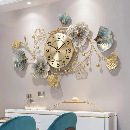 Luxurious Gold Iron Wall Clock - Creative Living Room Decor