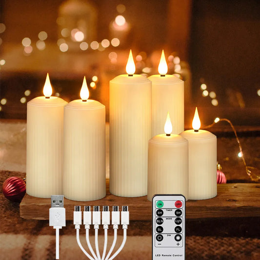 Remote-Controlled USB Rechargeable LED Candle Set