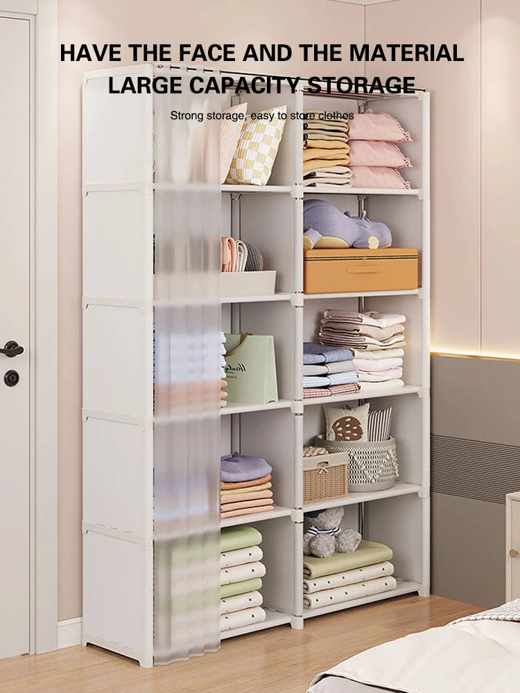 Portable Foldable Wardrobe - Spacious Dustproof Storage Solution