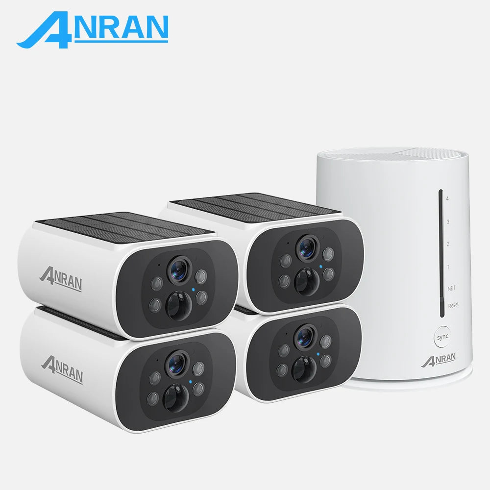 ANRAN 4MP Wifi Solar Battery CCTV Camera Kit Surveillance Security System Humanoid Detection Siren Alarm Outdoor Wireless Camera Set