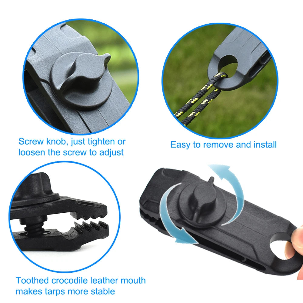 5/8/10PCS Tent Canopy Clip Outdoor Wind Rope Reusable Clamps Awning Tarpaulin Buckle Camping Mountaineering Shelters Accessories