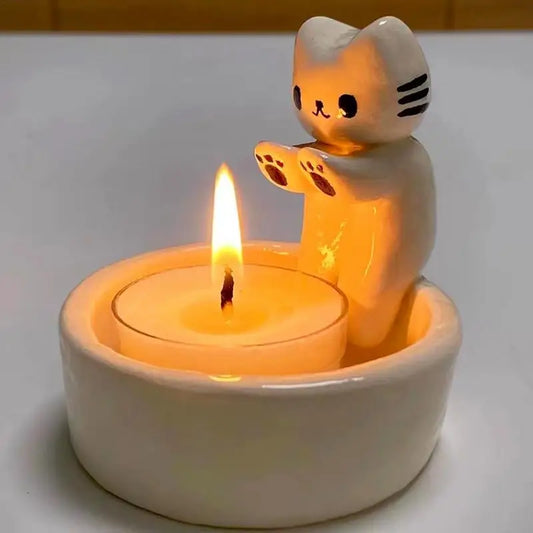 Grilled Cat Shaped Kitten Candle Holder