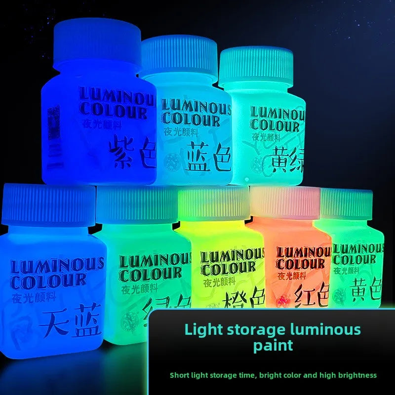 Fluorescent Glow‑in‑the‑Dark Acrylic Paint Set for Canvas, Décor & Neon Art