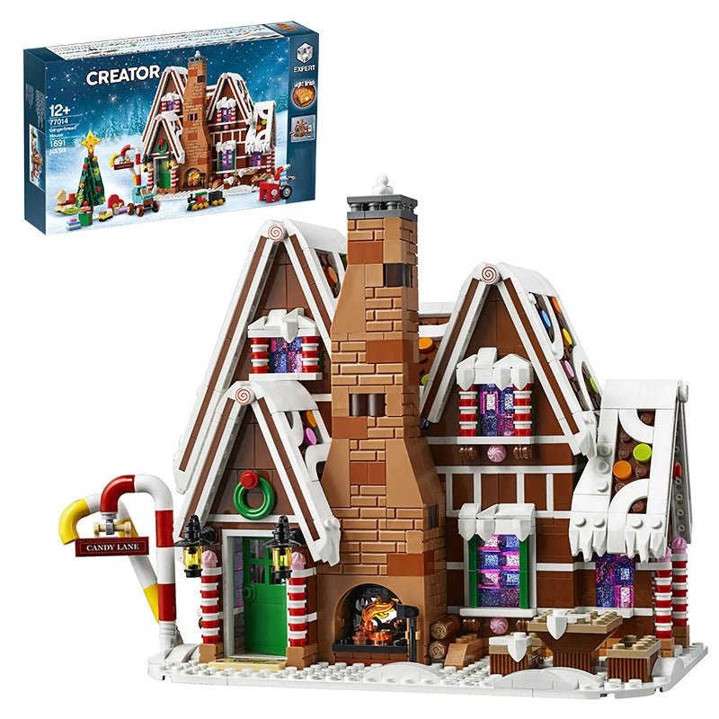 Creative Mini Christmas Gingerbread man House Building Blocks Hut Model Assemble Bricks Toy Holiday Gifts For Kid Girl Boy Adult