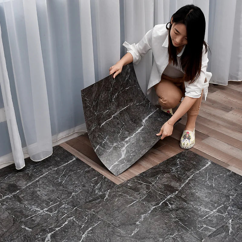 Simulated Thick Marble Tile Floor Stickers