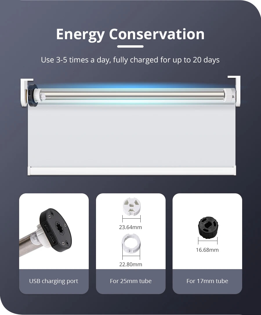 Zemismart Tuya Zigbee Roller Blind Motor for 17mm 25mm Tube Built-in Battery Shade Engine Smart Life Alexa Google Home Control