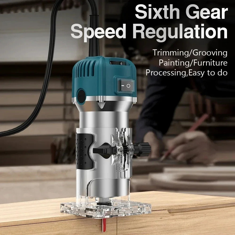 6 Speed 800W Electric Trimming Machine 30000rpm Woodworking Milling Engraving Hand Wood Edge Router Trimmer Home DIY Power Tools