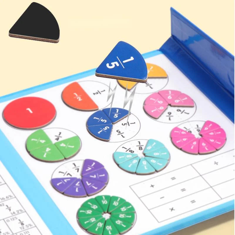 Magnetic Fraction Learning Math Toy Montessori Arithmetic Teaching Aids Wooden Book Educational Toys For Children Christmas Gift