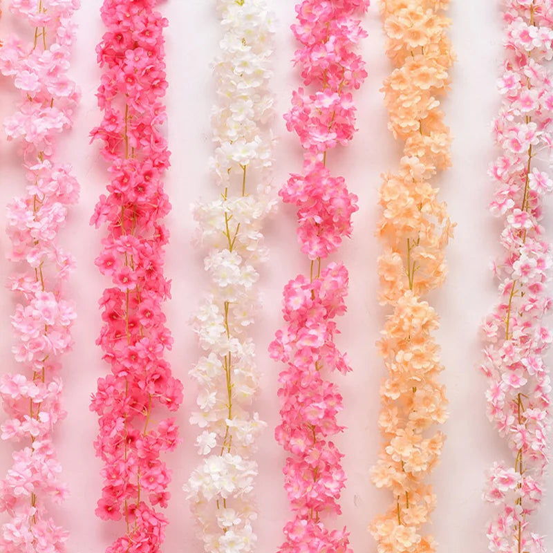 Pink Sakura Artificial Flower Garland - Elegant Garden Arch Decor