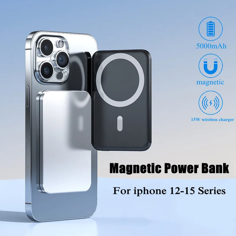 Magnetic Powerbank For iphone Samsung External Battery Portable Charger Metal Macsafe Power Bank Auxiliary Spare Battery