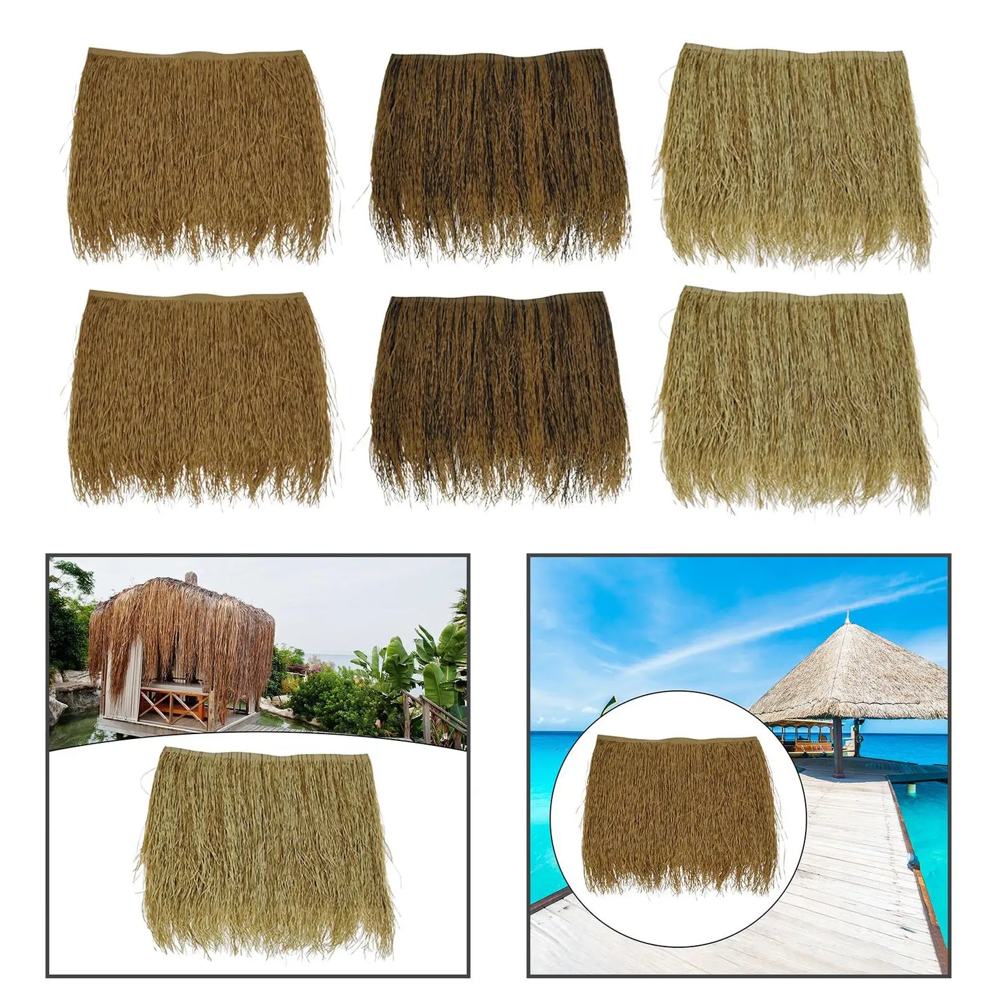 Palm Thatched Roof Roll, Easy to Install Artificial Straw Roof, Grass Thatched