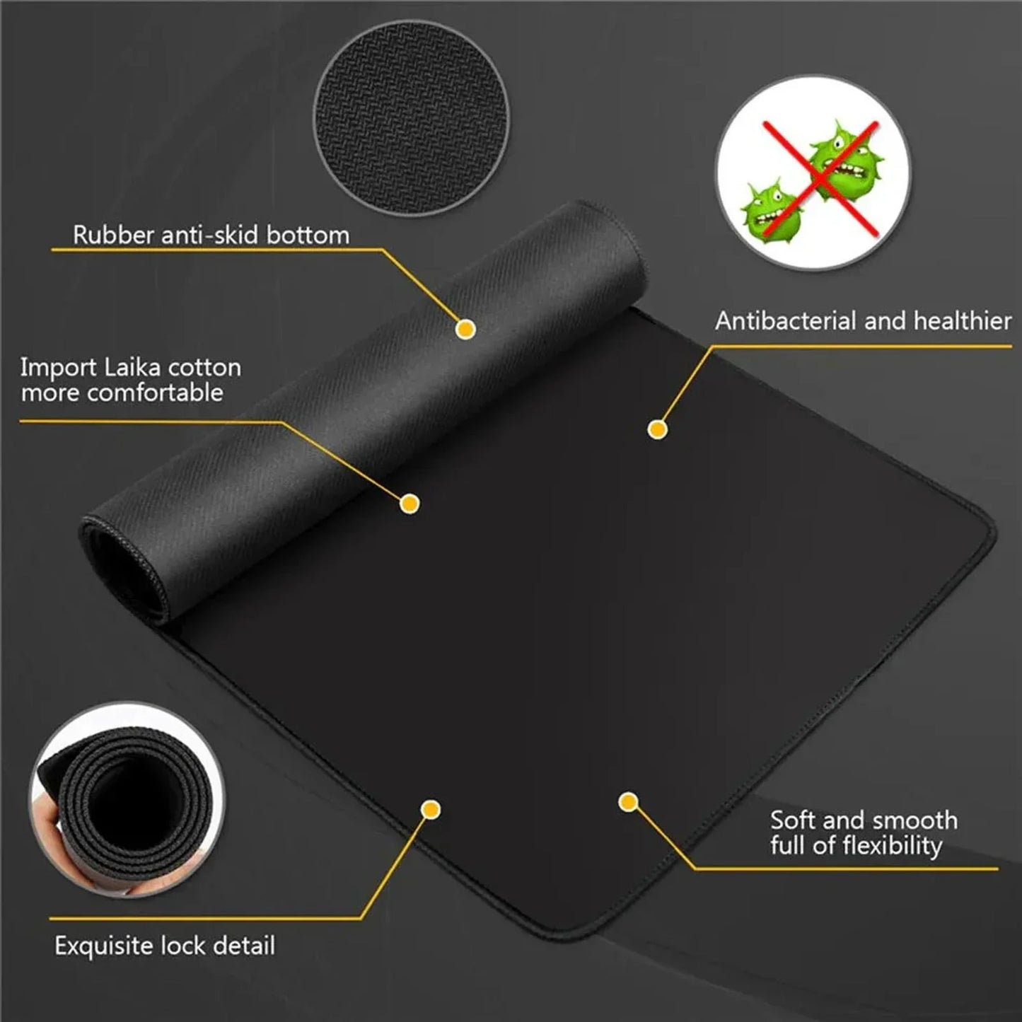 Mousepad Black Setup Gamer Accessories Pad on The Table Anime Mouse Mats Art Table Desk Mat Pc Gaming Keyboard Pad Rug Deskmat