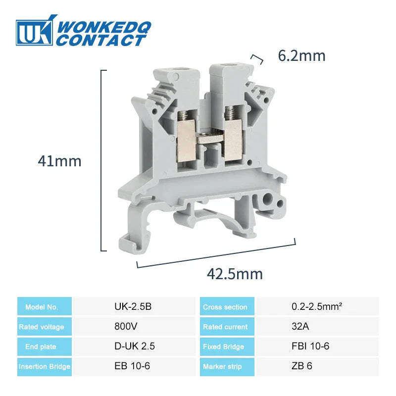 Terminal Block - Secure Screw Connection for 2.5mm² Cable