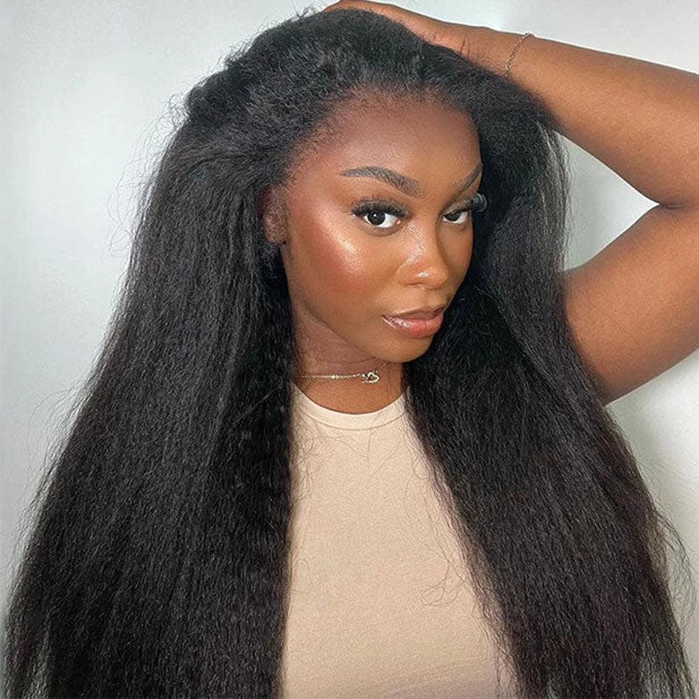 Kinky Curly 100 Human Hair Wigs 13x6 Half Kinky Straight Hd Lace Front Wig Frontal Raw Closure Multi parting Vietnamese Melt Ski