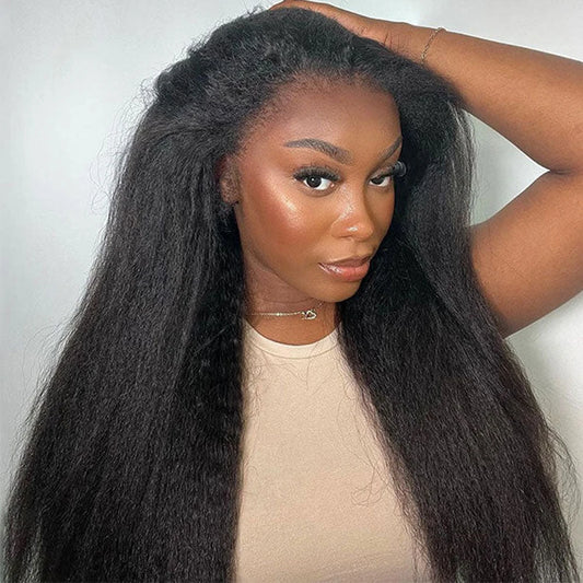 Kinky Curly 100 Human Hair Wigs 13x6 Half Kinky Straight Hd Lace Front Wig Frontal Raw Closure Multi parting Vietnamese Melt Ski