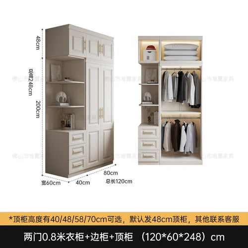 Nordic Style Full-Size Wooden Wardrobe - Smart Storage Solution