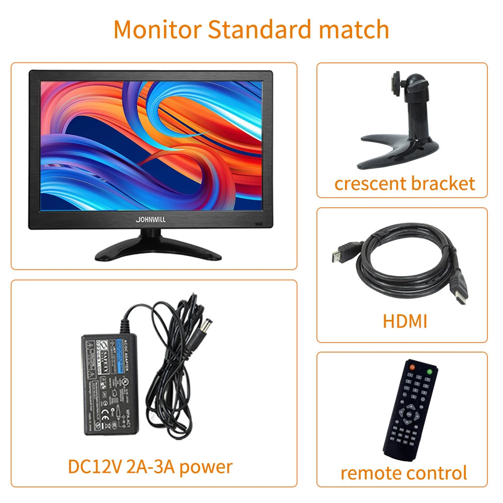 JOHNWILL 12-inch Mini TV LCD HD Computer Monitor.