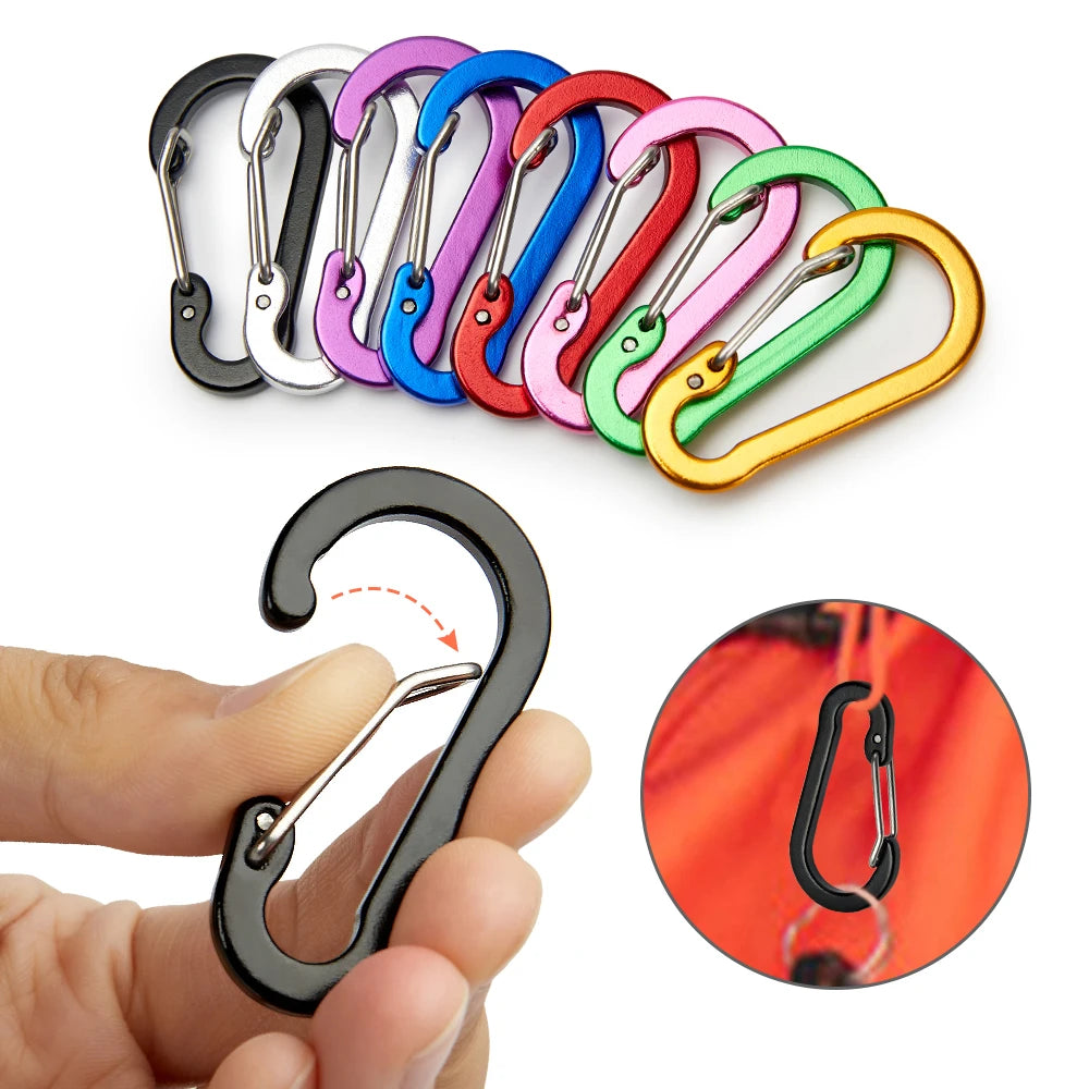 12PCS Carabiner Clip Set: Multi Tool Keychain Buckle Karabiners