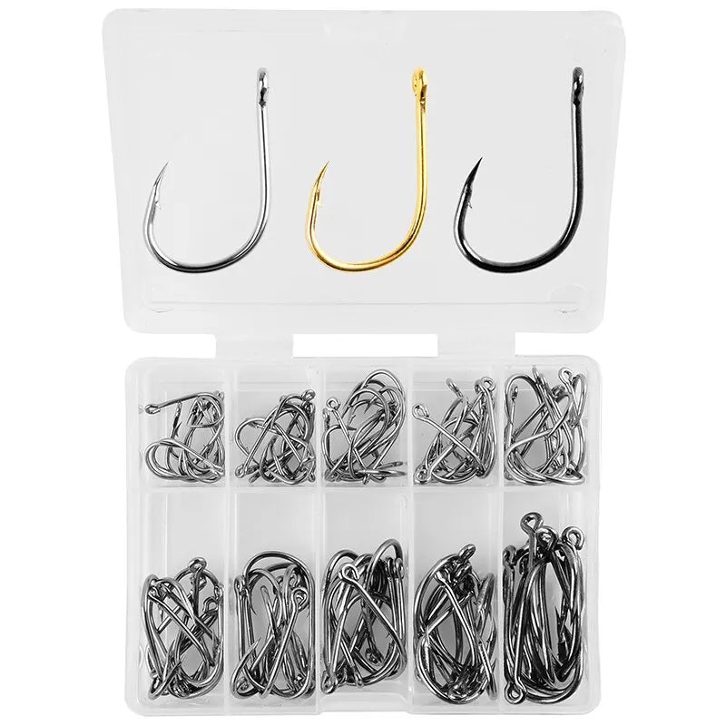 100Pcs High Carbon Steel Fishing Versatile Barbed Hooks