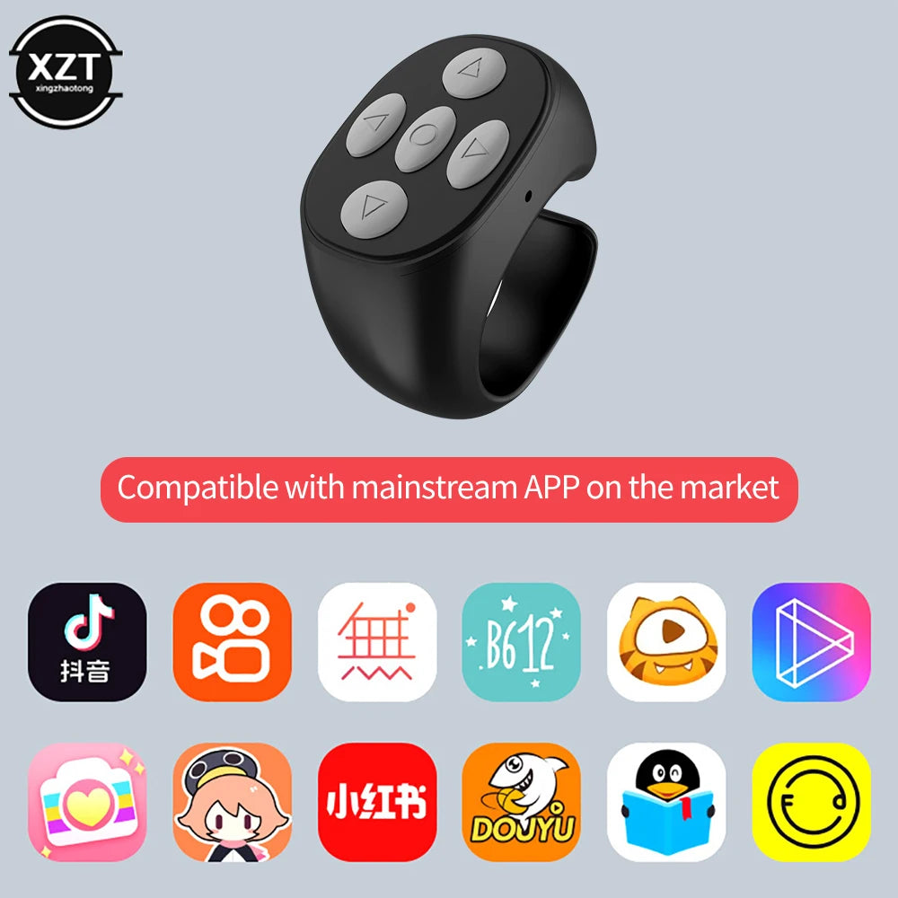 Bluetooth-compatible Fingertip Video Controller Page Flipping Device for Short Video Mobile Phone Remote Control Ring Controller