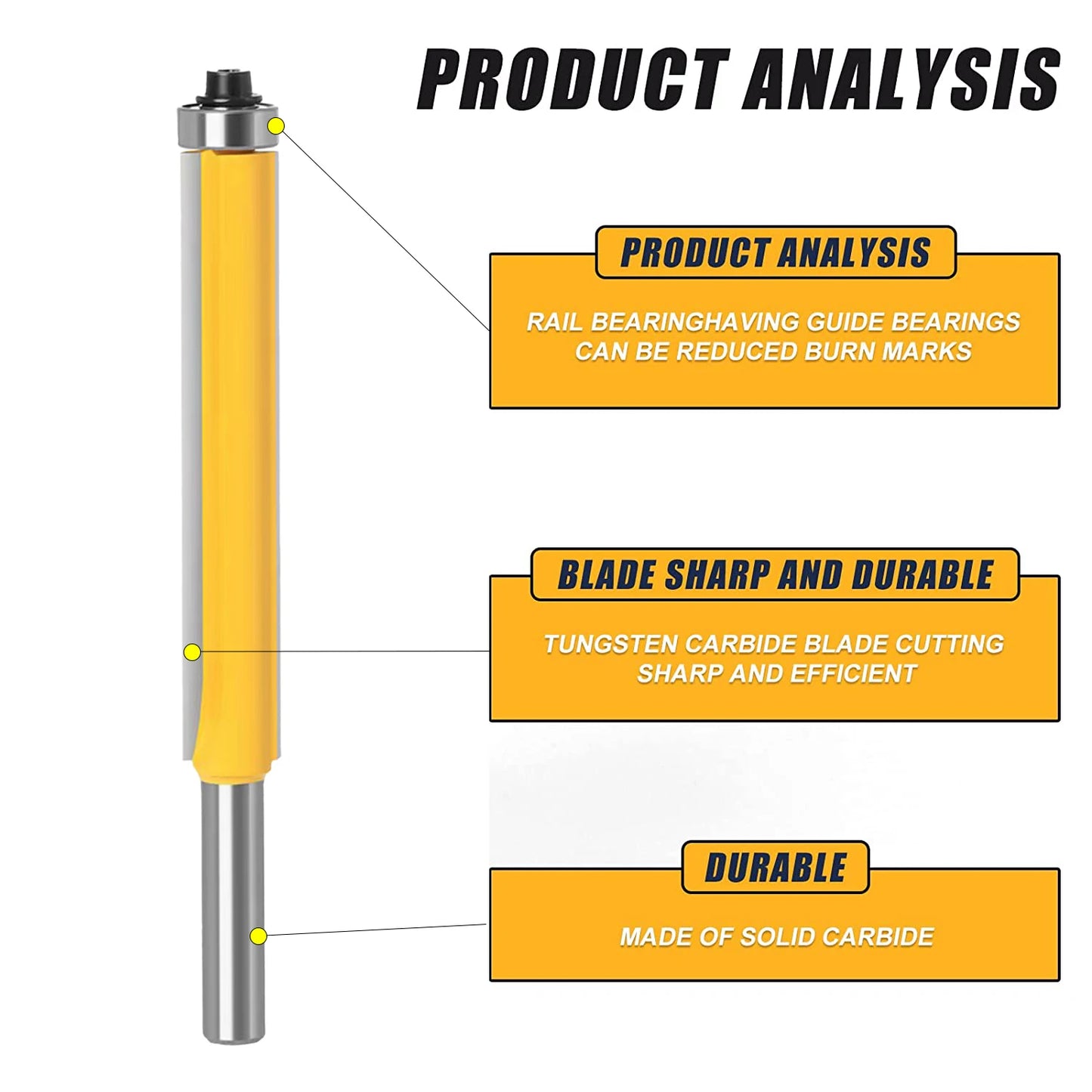 1/4in 8MM SHANK Z4 Flush Trim Router Bit Cutter For Wood BIT Router Bit