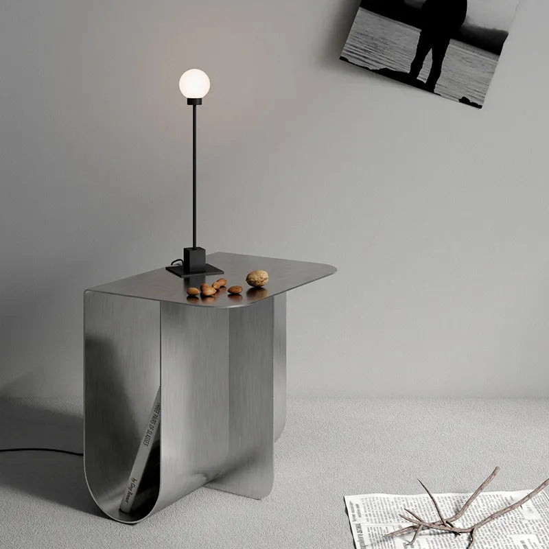 MOMO Mini Stainless Steel Side Table - Designer Minimalist Living Room and Bedside Table