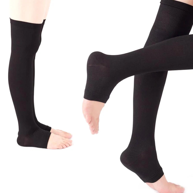 Open Toe Knee-High Compression Stockings | Varicose Veins Support