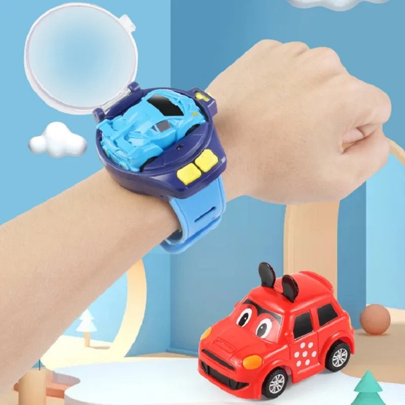 Children Cartoon Mini RC Remote Control Car Watch Toys Electric Wrist Rechargeable Wrist Racing Cars Watch For Boys Girls Gift