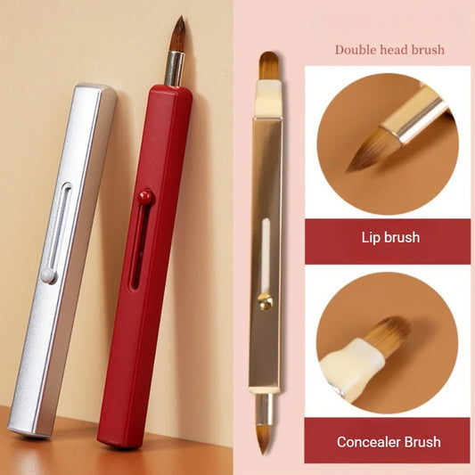 2 Types Portable Retractable Lip Brush for Applying Lipstick and Concealer