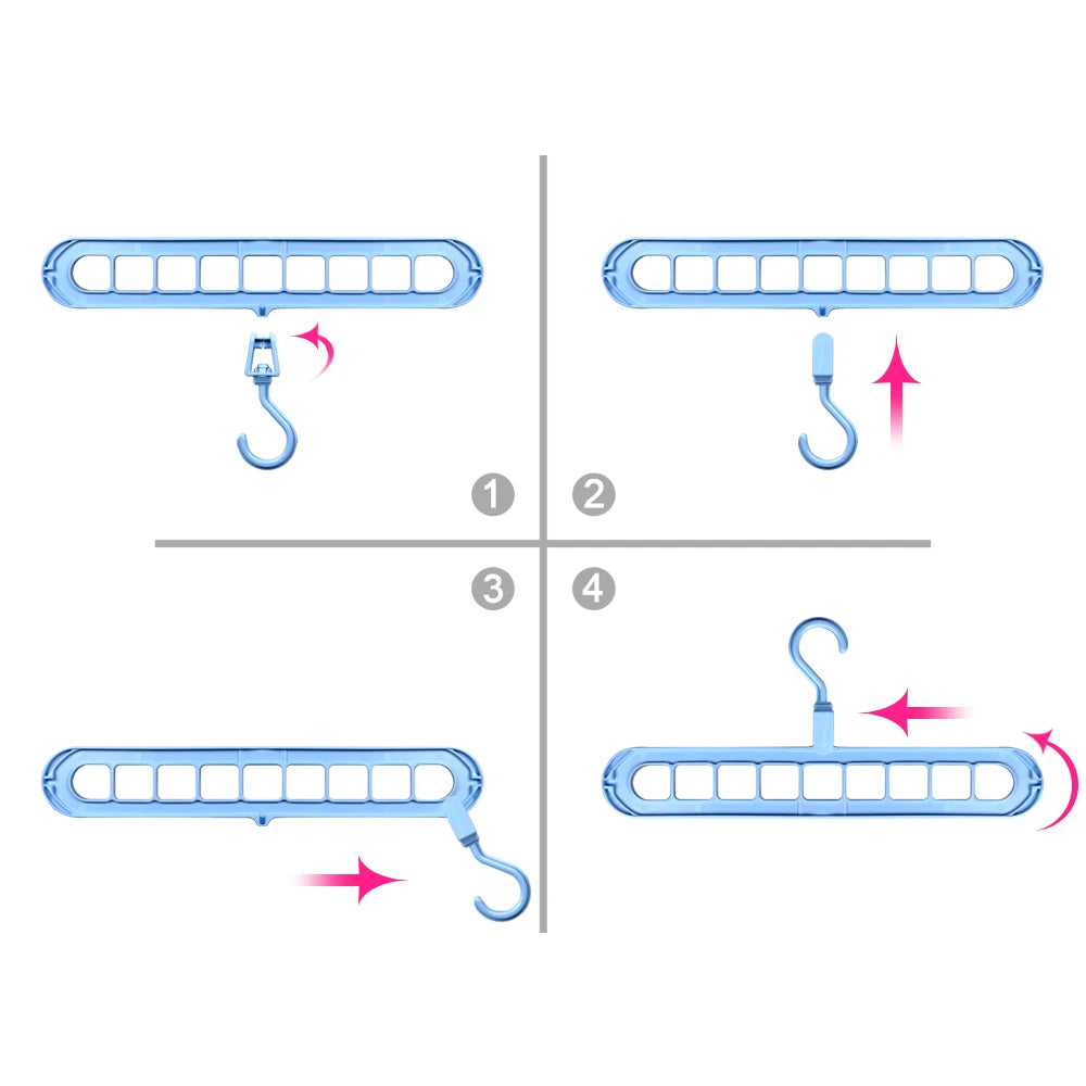9 Hole Clothes Hanger Space Saving Clothes Hanger Magic Clothes Hanger Multifunctional Drying Rack Wardrobe Storage Organizer