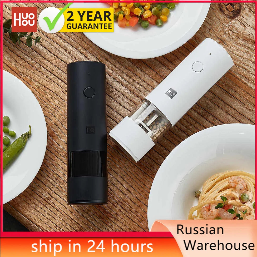 Huohou Electric Grinder Pepper Seasonings Spices Grain Mill Salt Shaker LED Light 5 Modes Kitchen Cooking Tool