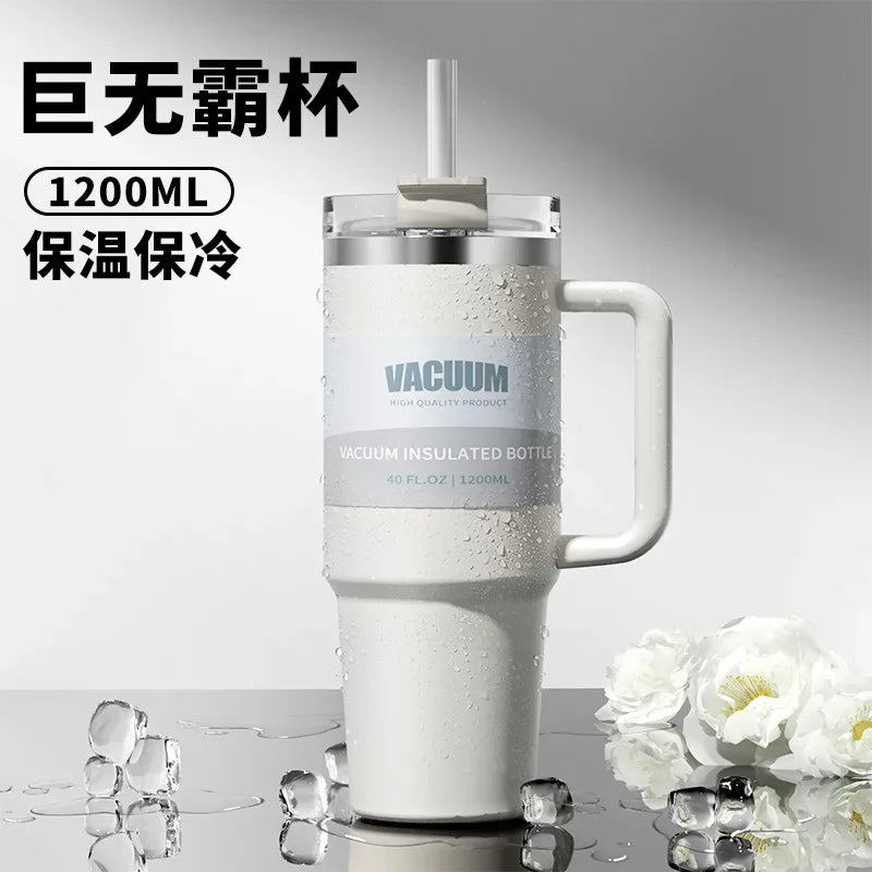 40oz Stainless Steel Tumbler with Handle & Flip Straw Lid – Hydration That Moves With You