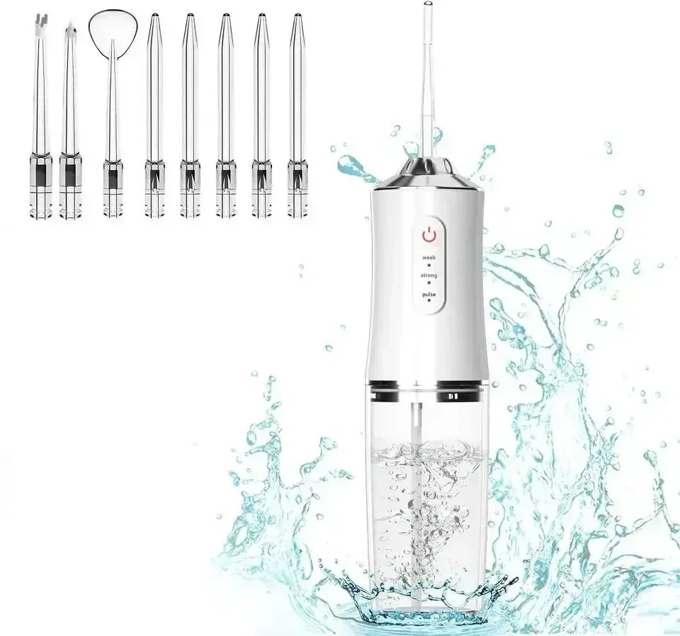 Portable Cordless Water Flosser for Teeth Cleaning - 4 Modes, 300ML Rechargeable Oral Irrigator, IPX7 Waterproof, 4 Jet Tips