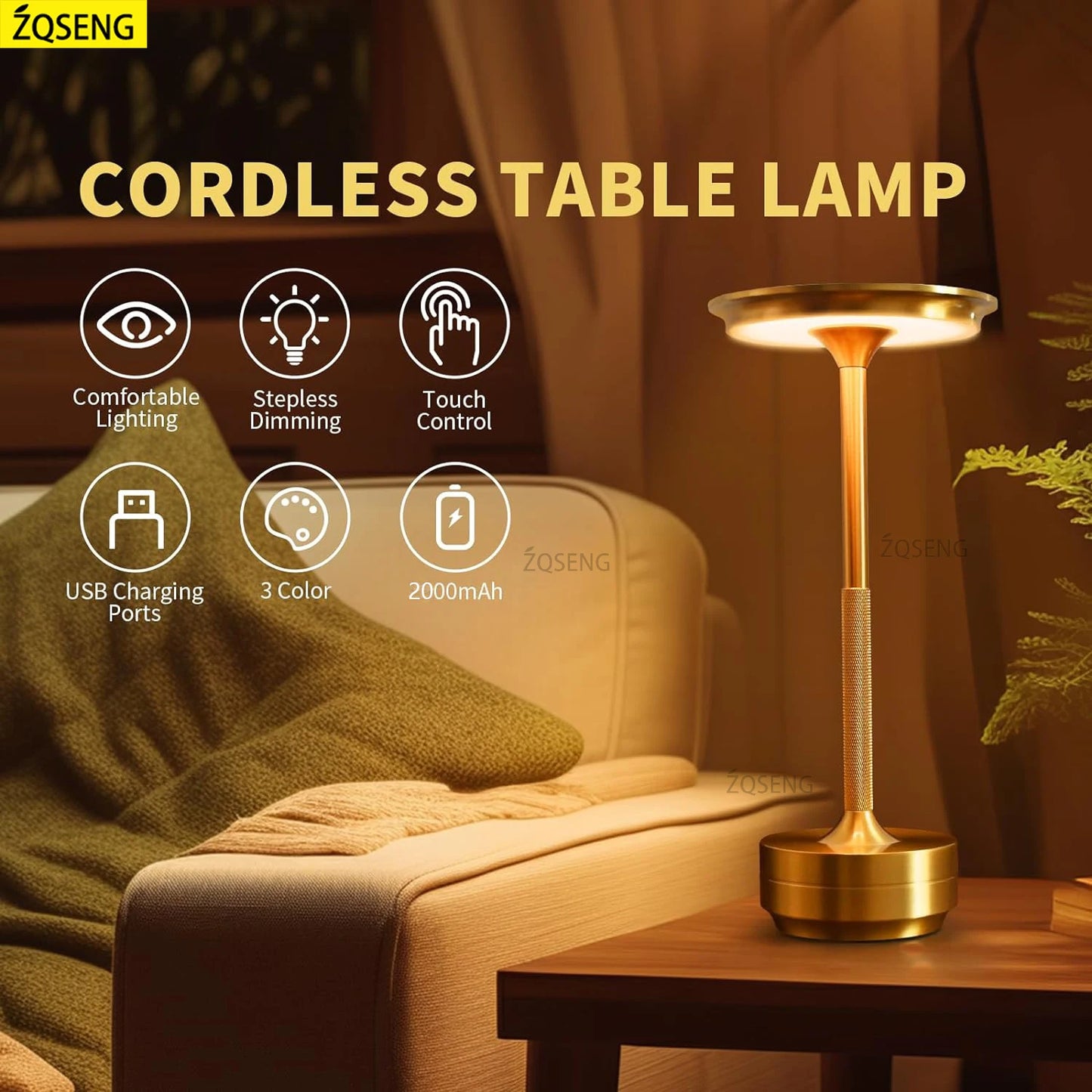 Touch Rechargeable Table Lamp - Wireless Versatility