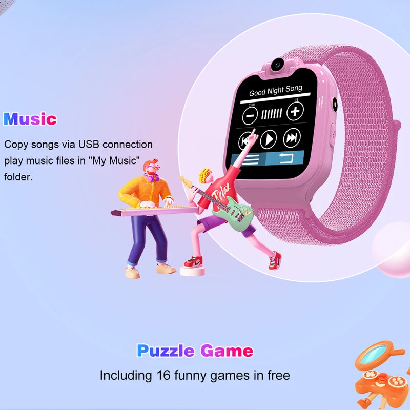 1.54inch Kids Smart Watch Phone Call 16 Games With 512M TF Card Music Video Recording Children Smartwatch Camera Baby SOS Gifts