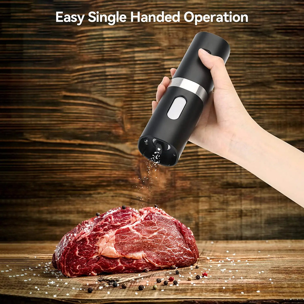 Electric Automatic Salt and Pepper Grinder Set Mill Refillable with Rechargeable Base 2 Adjustable  Coarseness Mills LED Light