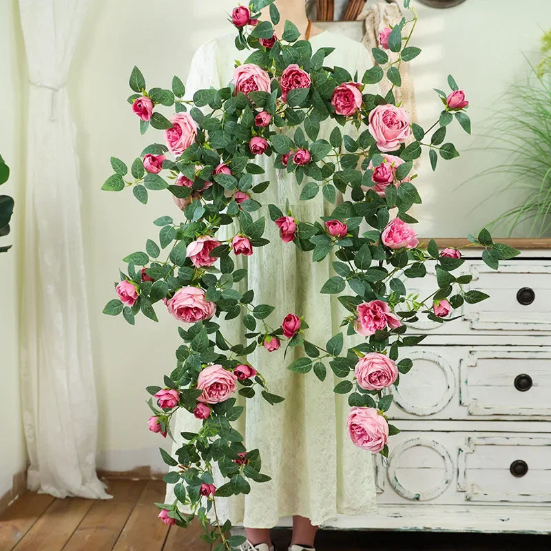 Simulation Orange Rose Vine - Festive Party Decoration