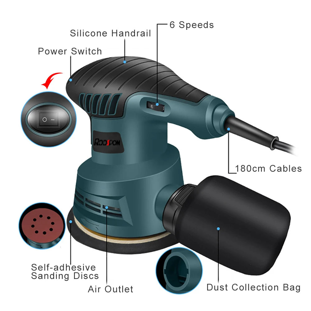 Electric Sander Machine - 300W Random Orbital Polisher