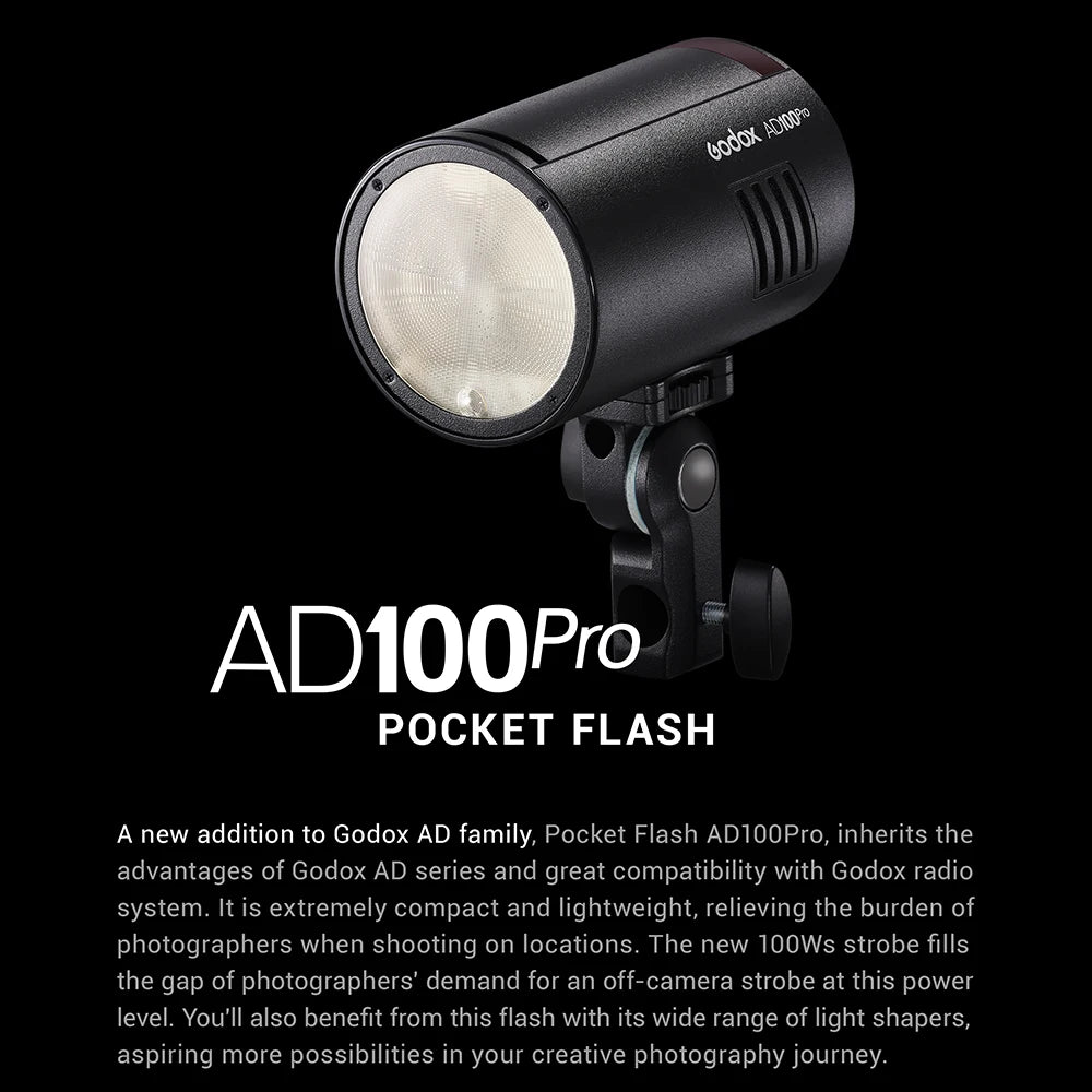 Godox AD100Pro AD100 Pro Wireless Pocket Flash 2.4G TTL HSS 100W Outdoor Flash Speedlight For Sony Nikon Canon Fuji Olympus Cams