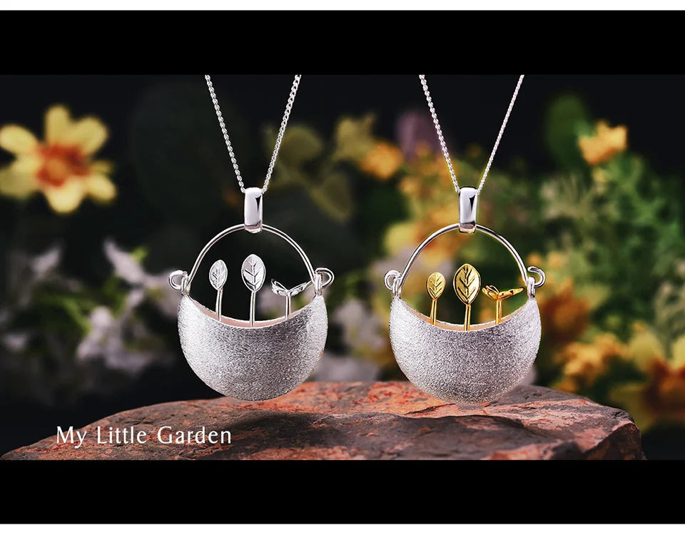 Lotus Fun Real 925 Sterling Silver Handmade Fine Jewelry: My Little Garden Design Pendant (without Necklace) for Women’s Accessories