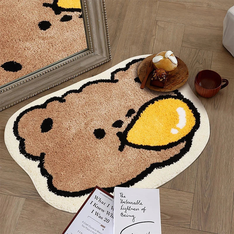 Kawaii Bear Rug Carpet for Living Room Bederoom Beside Area Rugs Non-slip Door Mat Faux Cashmere Floor Mats Kids Room Decor
