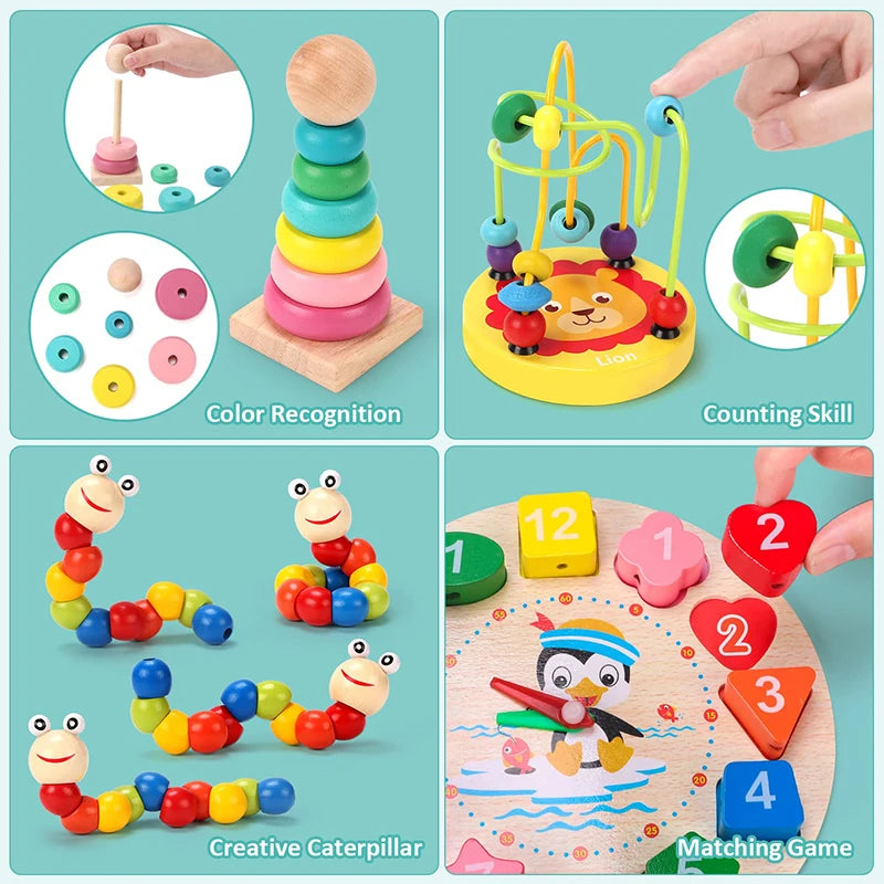 5-6pcs/set Montessori Wooden Toys for Babies Boy Girl Gift Baby Development Games Wood Puzzle for Kids Educational Learning Toy