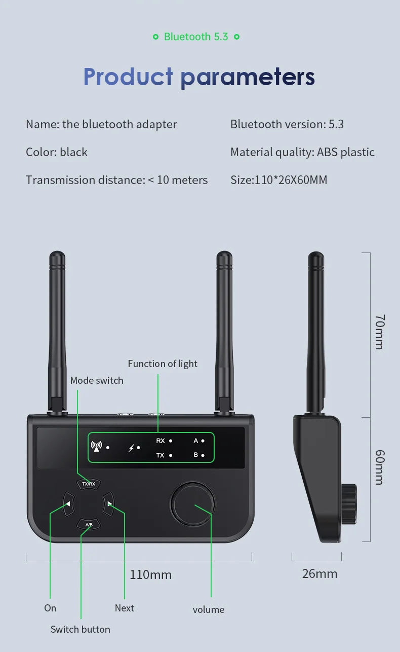 VIKEFON 2 In 1 Bluetooth 5.3 Audio Receiver Transmitter