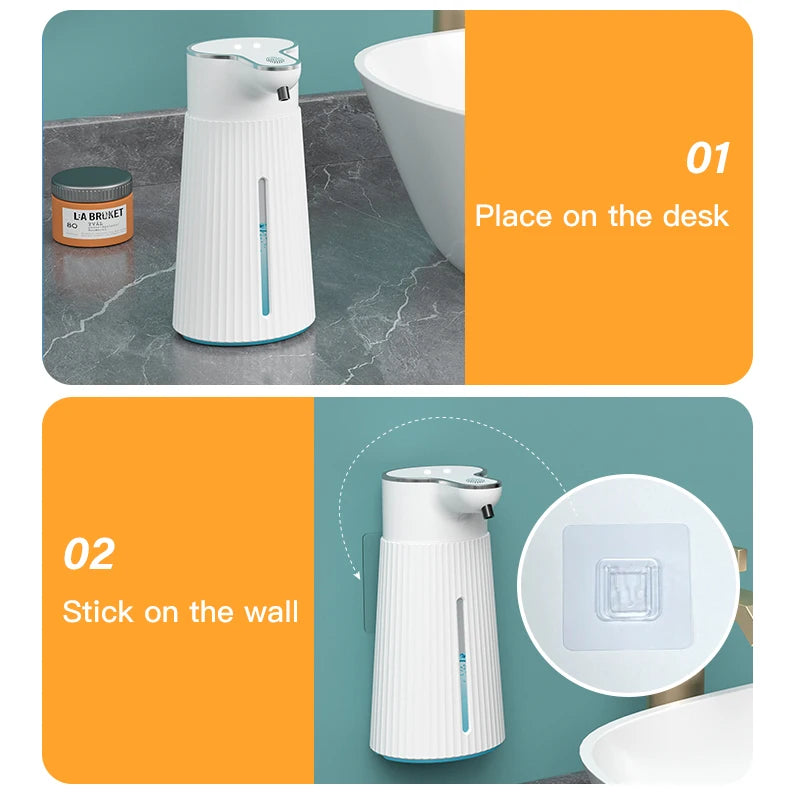 400ml Automatic Foam Soap Dispensers Bathroom Smart Washing Hand Machine with USB Charging White High Quality ABS Material