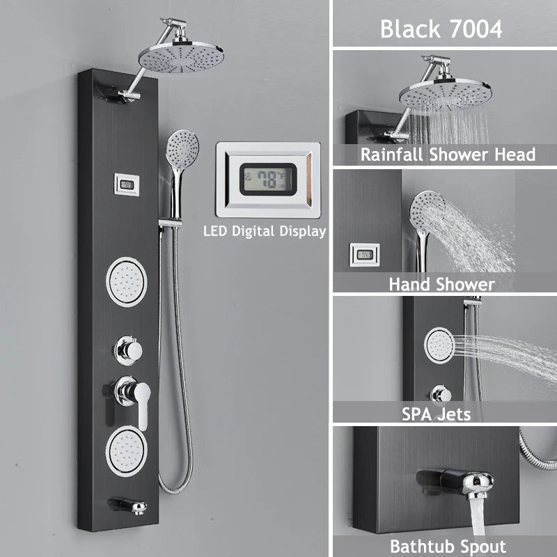 Shinesia Luxury Black LED Shower Panel System