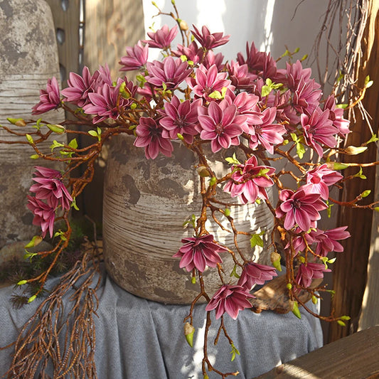 Hand-Painted Artificial Magnolia Bouquet - Elegant Home Decor